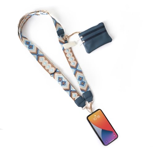 Cell Phone Strap Crossbody Universal Phone Lanyard Adjustable Strap Compatible with Most Smartphones Aztech - color: Skyblue