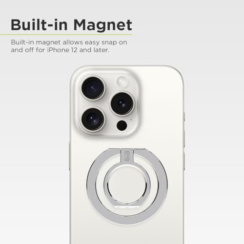 PureGear Magnetic Phone Ring Grip, for MagSafe Kickstand Holder - color: Chrome Silver