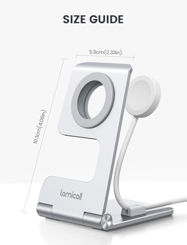 Lamicall Apple Watch Stand for Charger, Aluminum Desk Watch Charing Holder - color: Silver