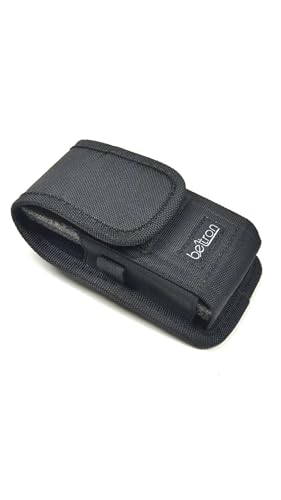 BELTRON Vertical Nylon Case for CAT S22 Flip Phone/Sonim XP3 Plus XP3900/XP3Plus 5G X320/Siyata SD7, Features: Heavy Duty Belt Loop, Metal Belt Clip & Secure Velcro Closure - color: Black Nylon