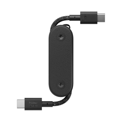 Native Union Pocket Cable 60W – Reinforced Braided USB-C to USB-C Portable Charging Cable – Compatible with iPhone Air, 17e, 17 Pro Max, iPad Pro M5, iPad Air M4, Galaxy S26, Flip 7, Fold 7 (Black) - color: Black