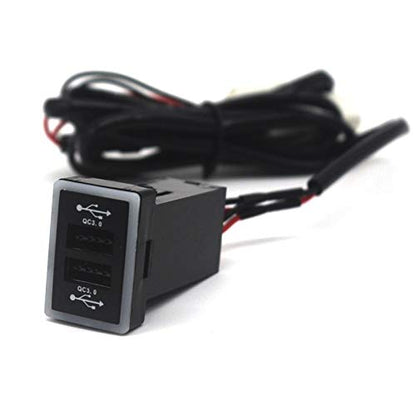 Disscool Dual USB Power Socket for Toyota QC3.0, Quick Charge Car Charger USB Adapter for Smartphone/iPad/PDA and More,Max 6.4A Output (32 * 20mm)