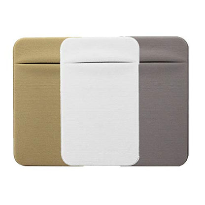 Slim Credit Card Holder for Back of Cell Phone, Stretchy Ultra Lycra 3M Self Adhesive Phone Pocket Stick On Wallet for ID Credit Card Pocket for iPhone Android Galaxy (Gold+White+Gray) - color: Gold+White+Gray