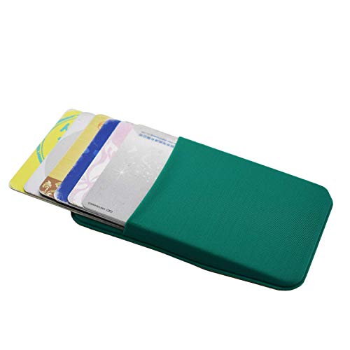 Neoprene Cell Phone Card Holder 6 Cards Adhesive Mini Secure Wallet ID Credit Card Pocket Purse stick on Smartphone for iPhone 16/15/SE, Galaxy S24/S23/A75/A55/A14/Note 22 Ultra (Green) - color: Green
