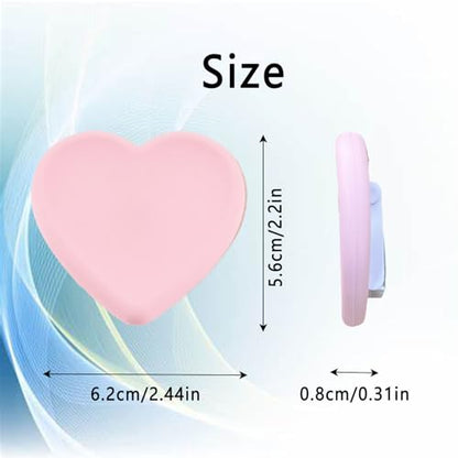 2PCS Heart-Shaped Silicone Mobile Phone Grip Stand,Vilbocr Collapsible Cellphone Finger Grip Holder for Smartphone Tablet Cell Phone Accessory (Pink) - color: Pink