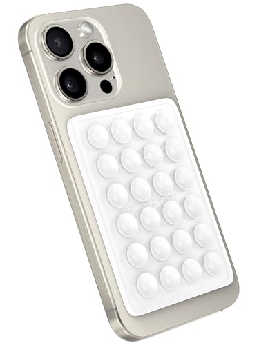 StickyGrippy Suction Phone Case Mount, Silicon Adhesive Phone Accessory for iPhone and Android, Hands-Free Fidget Toy Mirror Shower Phone Holder, Tiktok Videos and Selfies (White) - color: White