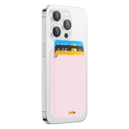 Phone Card Holder, Premium Leather Wallet Stick on, Adhesive Credit Card Holder for Case, Sticky Wallet for Back of Cover, Android Cell Phone, iPhone, Fit 4 Cards, Light Pink - color: Light Pink