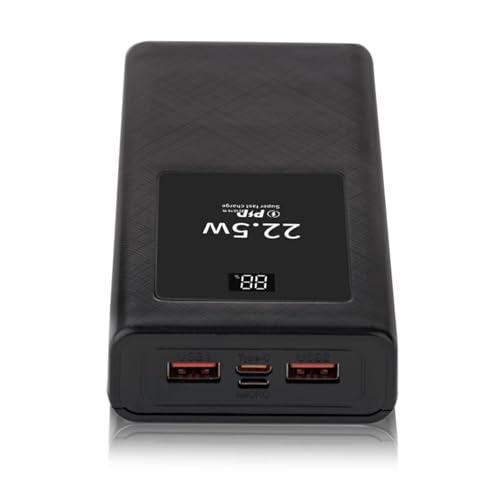PD22.5W Polymers Charging Case Mobile Power Supply Enclosure Case Led Display Aluminum Alloy Shell Replaceable Battery Chargers - color: Black