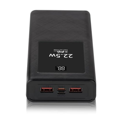 PD22.5W Polymers Charging Case Mobile Power Supply Enclosure Case Led Display Aluminum Alloy Shell Replaceable Battery Chargers - color: Black