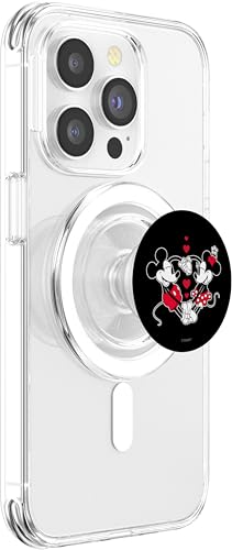 Disney Mickey and Minnie Love Gaze Hearts Black PopSockets PopGrip for MagSafe - style: Magnetic PopGrip