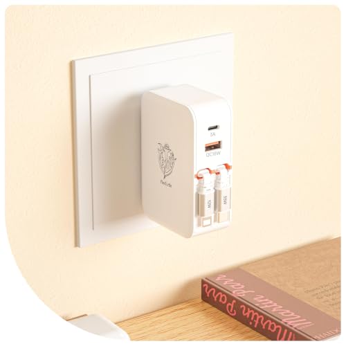 4-in-1 Retractable Wall Charger,35W Ultra-Compact Travel Charger - color: White