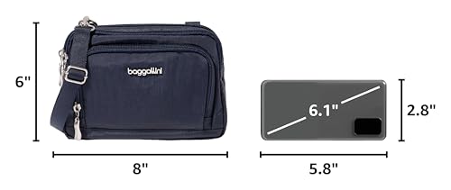 Baggallini Triple Zip with Front Wallet/Trifecta RFID Wallet Crossbody - color: French Navy