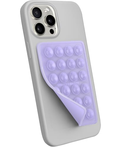 StickyGrippy Suction Phone Case Mount, Sillicon Adhesive Phone Accessory for iPhone and Android, Hands-Free Fidget Toy Mirror Shower Phone Holder, Tiktok Videos and Selfies (Purple Glitter) - color: Purple Glitter