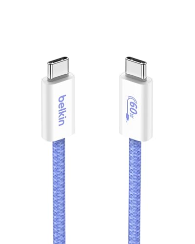Belkin USB C to USB C 60W Braided Cable 3.3ft iPhone Charger Cord - color: Blue, style: 3.3 ft