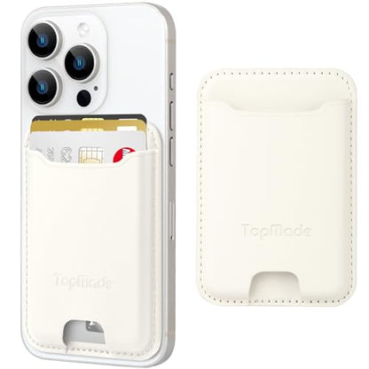 Phone Card Holder, Premium Leather Phone Wallet Stick on, Fit 4 Cards - color: White