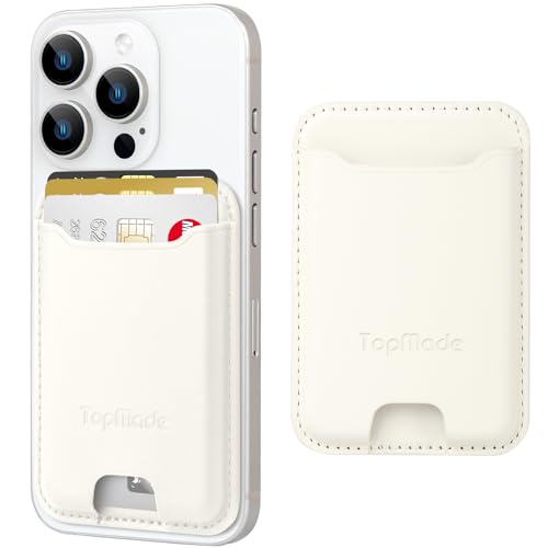 Phone Card Holder, Premium Leather Phone Wallet Stick on, Fit 4 Cards - color: White