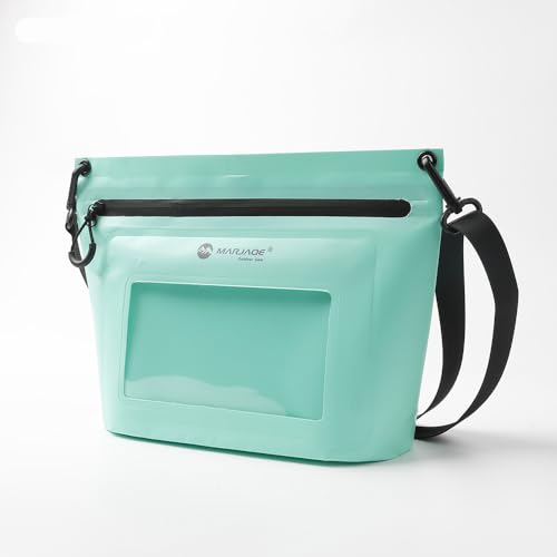 IPX7 Waterproof Bag with Touchscreen Phone Pocket,Floating Airtight Shoulder Bag for Swimming,Rafting,Cycling,Hiking - color: Blue