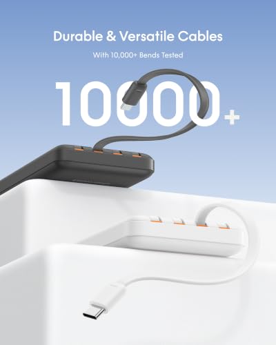 charmast Portable Charger Fast Charging,Built-in 4 Cables,6 Outs & 4 Inputs - color: Black