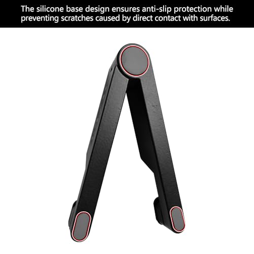 JZD Cell Phone Stand for Desk - Adjustable Angle Foldable & Portable Holder with Stable Base for All Smartphones ﻿ - color: Black