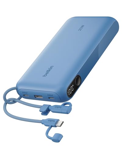 Belkin 20000mAh 20W Power Bank, Digital Display, 2 USB C and USB A Ports - color: Blue, style: 20K mAh