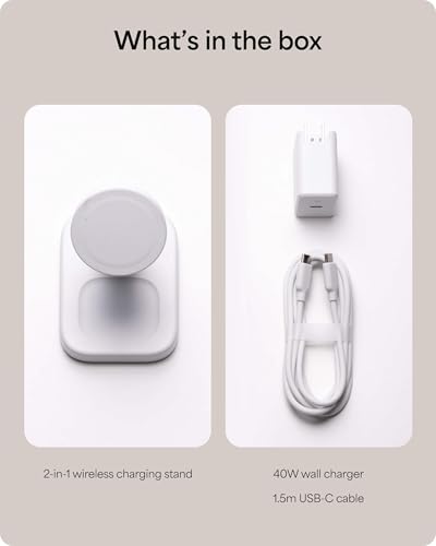 Mophie 2-in-1 Wireless Charging Stand - Qi2-Certified, MagSafe Charger for iPhone & AirPods – Fast Charging Station with Adjustable Phone Stand & Cable Management – Up to 15W Power - color: White, size: 2-in-1 iPhone/ Apple Airpods Charging Stand