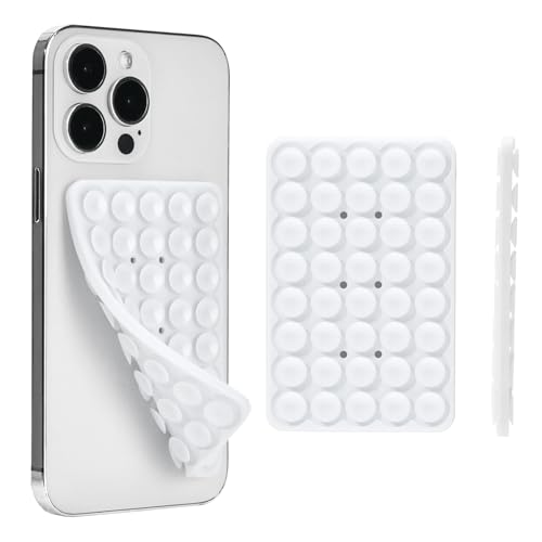 Silicone Suction Phone Case Adhesive Mount, Hands-Free Strong Grip Holder for Selfies, Silicon Adhesive Stand Sticky for Cell Phone (White) - color: White