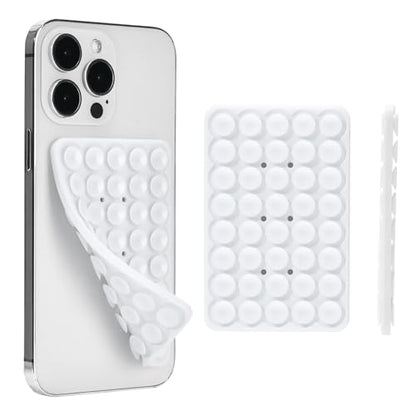 Silicone Suction Phone Case Adhesive Mount, Hands-Free Strong Grip Holder for Selfies, Silicon Adhesive Stand Sticky for Cell Phone (White) - color: White