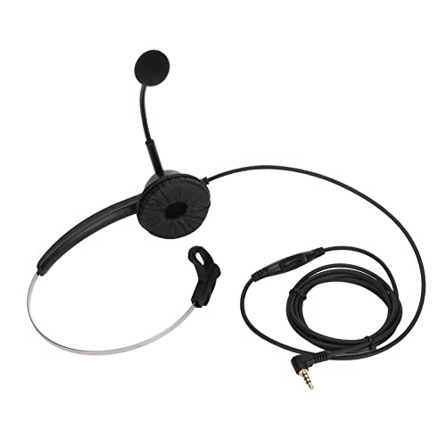 H360-3.5VA Single Sided Headset, Corded Monaural Headset with Noise Canceling Mic, Volume Adjustment and 4 x 3.5mm Elbow Plugs for Call Centers, Office and Home Use