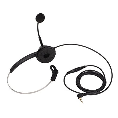 H360-3.5VA Single Sided Headset, Corded Monaural Headset with Noise Canceling Mic, Volume Adjustment and 4 x 3.5mm Elbow Plugs for Call Centers, Office and Home Use