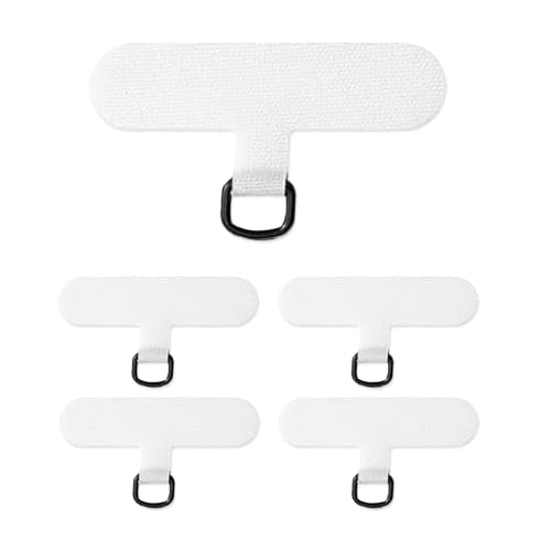Phone Tether Tab, 4 Pack Universal Phone Lanyard Patch Non-Adhesive Insert with Metal Clip for Phone Case, iPhone - color: White