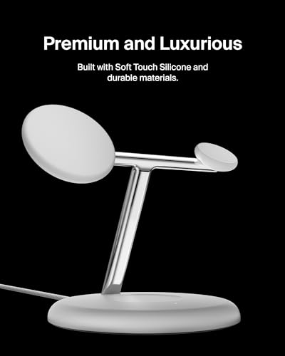 Belkin Qi2 15W Magnetic Wireless Charging Stand, 3 in 1 Fast Charger - color: White