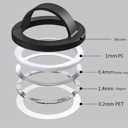 Grips by CRYSTALFY Magnetic Silicone Ring Grip Phone Holder, Rotating Finger Loop Ring Grip Holder, Soft and Portable, Strong Magnetic Attraction, Compatible with Magsafe Phone Case (Black) - color: Black