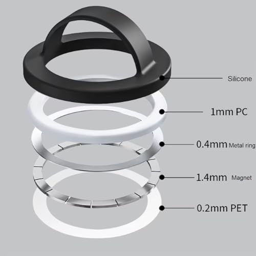 Grips by CRYSTALFY Magnetic Silicone Ring Grip Phone Holder, Rotating Finger Loop Ring Grip Holder, Soft and Portable, Strong Magnetic Attraction, Compatible with Magsafe Phone Case (White Sparkle) - color: White Sparkle