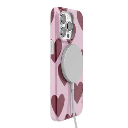 Casely iPhone 14 Pro Case | Whole Lotta Love | Plum Hearts | Compatible with MagSafe | Classic Ultra Slim Design - color: Whole Lotta Love | Plum Hearts, size: iPhone 14 Pro