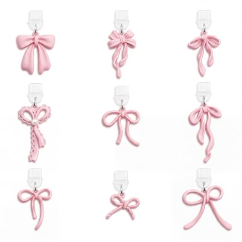 YOJO Dust Plug Charms for E-Reader, Cute Type C USB-C Charging Port Plugs, Aesthetic Port Protectors, Tech Gift for Book Lovers Readers Students Women Men - color: Pink Bow