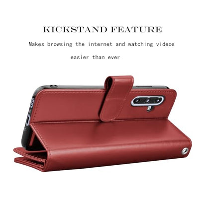 Njjex Galaxy A36 5G Case, for Samsung Galaxy A36 5G Wallet Case, [9 Card Slots] PU Leather ID Credit Holder Folio Flip [Detachable] Kickstand Magnetic Phone Cover & Lanyard for Samsung A36 [Wine Red] - color: Wine Red