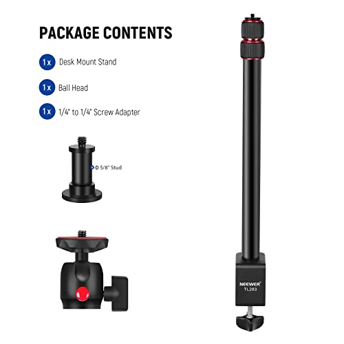 NEEWER Extendable Camera Desk Mount with Ball Head, 17"-40", TL283(RED) - style: TL283/Red
