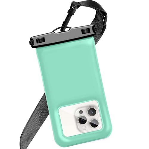 Floatable Soap Bubble Waterproof Phone Pouch/Case with Crossbody Lanyard for iPhone 17 series 16 Pro Max/15 Pro/14/13/12, IP68 Cellphone Dry Bag Beach Cruise Ship Essentials, 1 Pack-Green-7″ - color: D1-Green