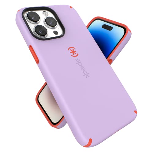 Speck iPhone 14 Pro Max Case - Slim, Drop Protection, Scratch Resistant, Soft Touch for 6.7 inch iPhone 14 Pro Max - Dual Layer CandyShell Pro, Spring Purple/Energy Red - color: Spring Purple/Energy Red