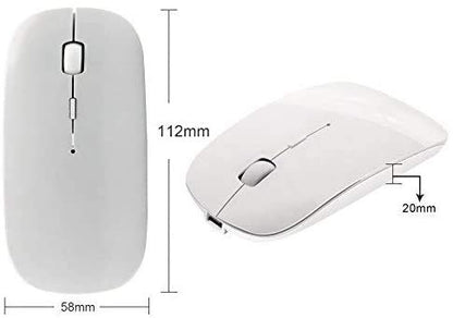 Tsmine Bluetooth Wireless Mouse - Slim Rechargeable, Noiseless Click & 3 Adjustable DPI Levels for Laptop, Tablet, iMac, MacBook Air - White - color: White
