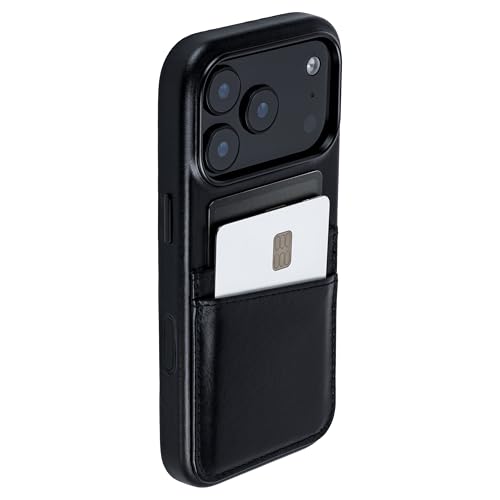 Dockem Genuine Leather Card Case for iPhone 17 Pro with Camera Control Button and Stitched-on Wallet with 2 Holder Slots (Black, M2GL) - color: Black, size: 17 Pro