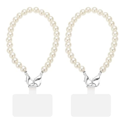 uxcell Phone Wrist Strap, Cellphone Pearl Chain with Tether Tabs & Clasp, Pearl Purse Chains - color: Silver Clasp, size: 12 Inch