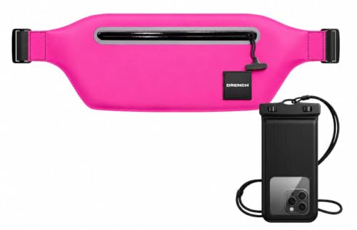 Drench Waterproof Fanny Pack & Floating Phone Pouch | IPX8 Submersible Waist Pack Dry Bag for Beach, Pool, Cruise Travel, Girls Trips, Snorkeling, Kayaking & Water Sports | Pink - color: Hot Pink