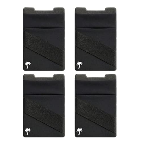 The StickyWallet Premium Spandex Stick-on Phone Wallet Card Holder for any Case | Unique Double Pocket Design + Finger Strap (Pack of 4) - size: Pack of 4