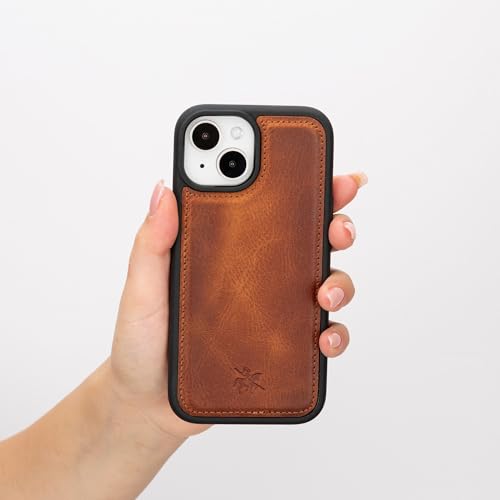 Venito for iPhone 15 Case Compatible with Magsafe, Genuine Leather Soft Snap-on Back Cover, Protective, Slim Phone Case 6.1 inches, Lucca - Antique Brown - color: Antique Brown, size: iPhone 15