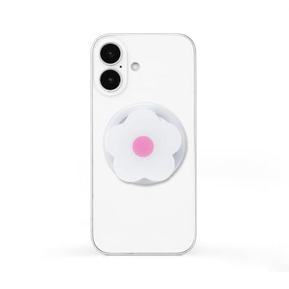 Magnetic Phone Grip Collapsible Cute Floral Series Hold Phone Grip Stand Include Adapter Ring for Smartphone Tablet Cell Phone Accessory Compatible with Magsafe Phone (White) - color: White
