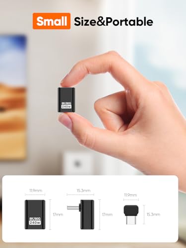 CableCreation 90 Degree USB C Adapter 2 Pack, Right Angle USB C 80Gbps 240W - style: UP Angle