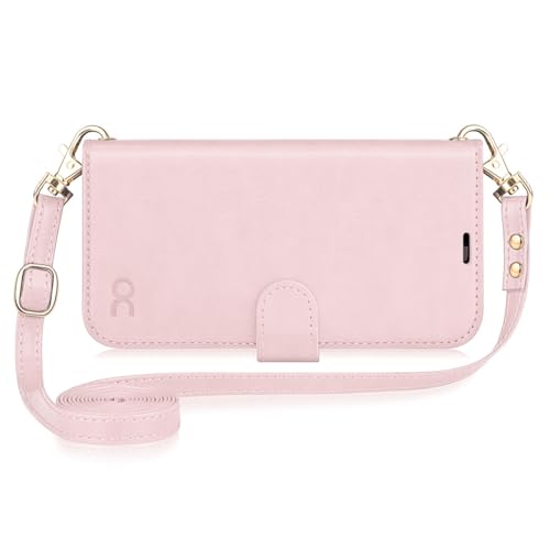 OCASE for iPhone 16 Wallet Case, PU Leather Crossbody Phone Case with Removable Shoulder Strap, Kickstand, RFID Blocking Card Slots, Flip Folio Phone Cover 6.1 Inch 2024, Light Pink - color: Light Pink, size: iPhone 16