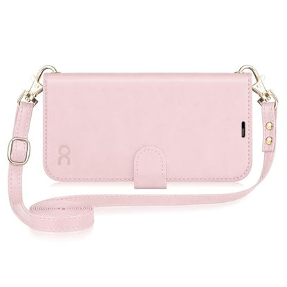 OCASE for iPhone 16 Wallet Case, PU Leather Crossbody Phone Case with Removable Shoulder Strap, Kickstand, RFID Blocking Card Slots, Flip Folio Phone Cover 6.1 Inch 2024, Light Pink - color: Light Pink, size: iPhone 16