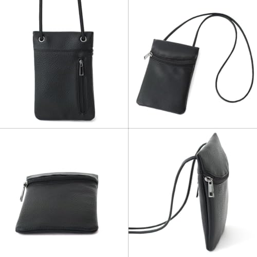 Small Crossbody Women Cell Phone Purse Wallet Bag With Shoulder Strap - color: Black-biglychee/Pvc